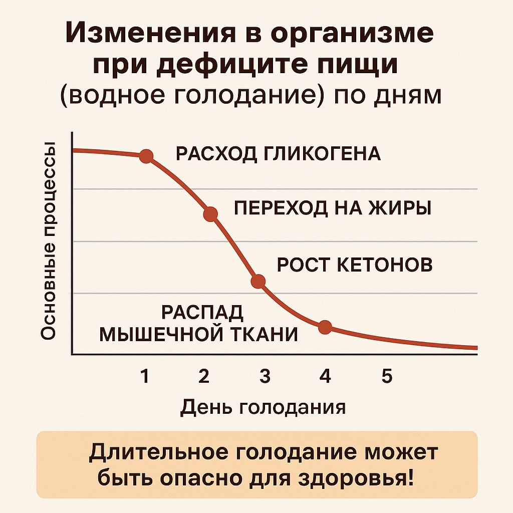 График изменений в организме при водном голодании по дням